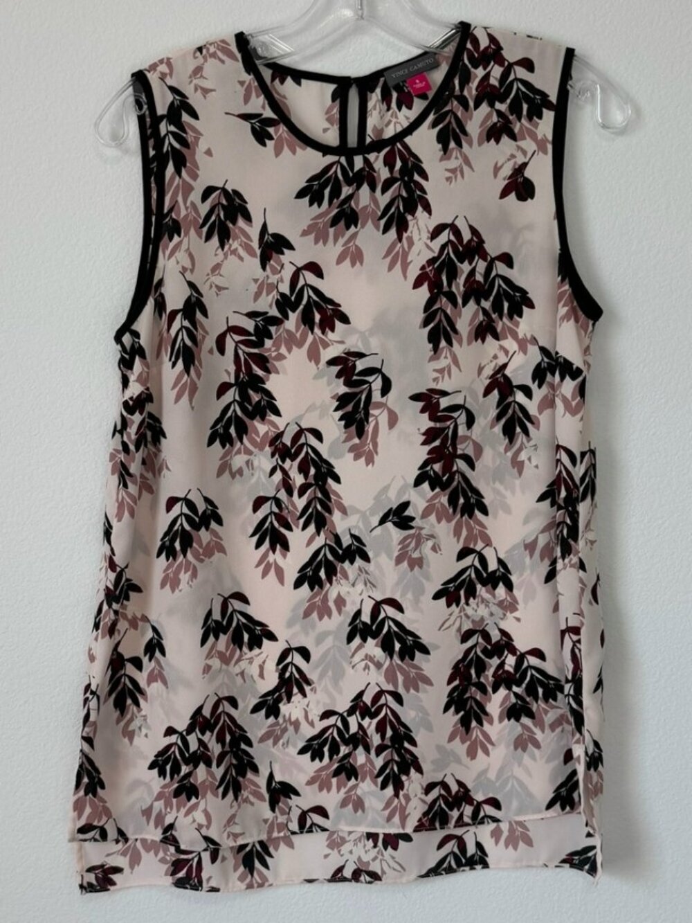 Vince Camuto Sleeveless Round Neck Floral Semi-Sheer Career Blouse Size S